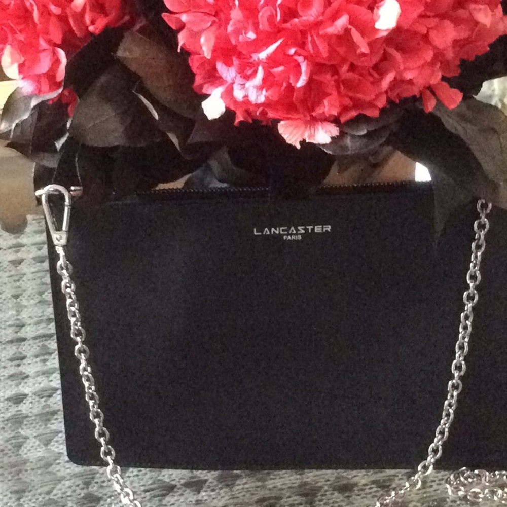 Lancaster pencil-thin black leather purse